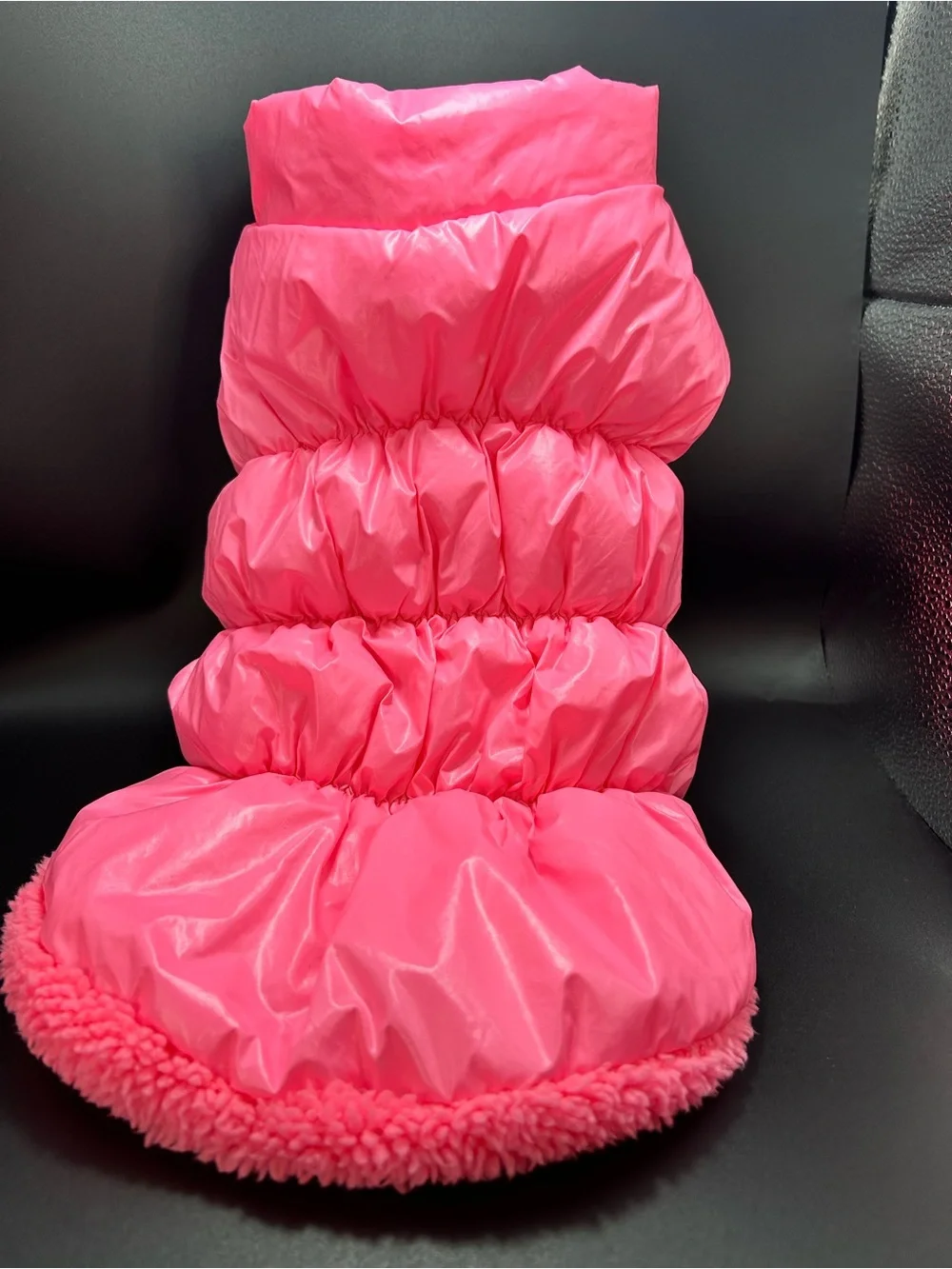 Plush Lined Pink Puffer Dog Coat